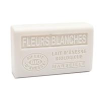 Label Provence Savon de Marseille - French Soap Made With Fresh Organic Donkey Milk - White Flowers Fragrance - 125 Gram Bar