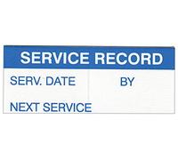 Label, Service Record, Pk350, Label Colour Blue on White, Label Height 16mm, Label Legend Service Record (Serv Date, by, Next Serv Due), Label Material Metallised Polyester, Label Type Self Adhesive,