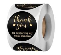 Label Sticker 1 Roll Thank You Sticker DIY Letter Printing -Free Waterproof Thanks Gift Holiday Sticker for Festival Thank You Sticker Mailer Seal Stickers