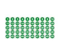Label Sticker 1 to 50 Number Stickers Consecutive Sticker Round Label Self-Adhesive Dot Colored Decal for Inventory Classification(25.4mm Green)
