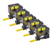 Label Tape 5 10PK 9mm 12mm 19mm Compatible with IND A18444 S 0718600 1000 4200 6000(5PK Black on Yellow)