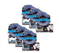 Label Tape 6PK 12mm SS12KW Black On White 4WBN Cartridge Tape Compatible with PRO Label Maker Label Print(Black on Blue)