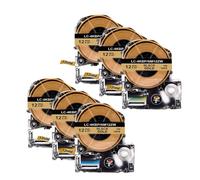 Label Tape 6PK 12mm SS12KW Black On White 4WBN Cartridge Tape Compatible with PRO Label Maker Label Print(Black on Gold)