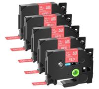 Label Tape Laminated 5 Pack Compatible with TZe-415 TZe-635 6 Mm 9 Mm 12 Mm 18 Mm White On Red Cartridge Cassette for PT 1000 PT H101C