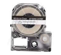 Label Tape PET Replacement Roll, 18mm x 8m, Transparent Design for Epson LW Series, KINGJIM Label Machines - Durable and Waterproof, Scratch Resistant, Ideal for Office and (18mm Transparent