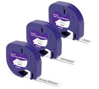 Label Tape Replacement for Dymo Letratag Plastic 12mm x 4m, Compatible with Dymo LetraTag LT-100H LT-100T LT-110T 200B XR XM QX50 (Black on Clear-3p)