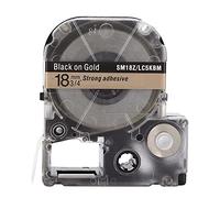 Label Tape Replacement PET Oil Resistant Alcohol Resistant Scratch Resistant Memo Paper for LW Series and KINGJIM SR230C SR530C Label Printers Transparent Design 18mm Width 8m (18mm Gold Background