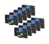 Label Tape Ribbon 10PCS TZe231 TZe241 TZe251 TZe335 6mm 9mm 12mm 18mm 24mm Compatible with Maker(Black on Blue)