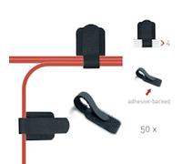 LABEL THE CABLE Self-Adhesive Hook and Loop Cable Holders for Perfect Cable Management - Cable Organisers for Walls & Desks - LTC WALL STRAPS - Pack of 50 - Black - PRO 3110