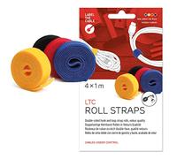 LABEL THE CABLE Roll of Double-Sided Hook and Loop Tape - Cable Ties Roll for Perfect Cable Management - Velour Quality - LTC ROLL Straps - 4 x 1 m x 16 mm - Assorted Colours - LTC 1230 Multicoloured