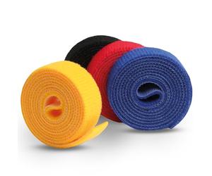 LABEL THE CABLE Roll of Double-Sided Hook and Loop Tape - Cable Ties Roll for Perfect Cable Management - Velour Quality - LTC ROLL Straps - 4 x 1 m x 16 mm - Assorted Colours - LTC 1230 Multicoloured