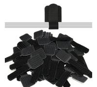 LABEL THE CABLE Self-Adhesive Hook and Loop Cable Holders for Perfect Cable Management - Cable Organisers for Walls & Desks - LTC WALL STRAPS - Pack of 50 - Black - PRO 3110