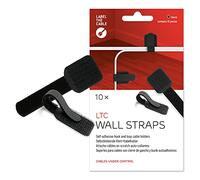 LABEL THE CABLE Self-Adhesive Hook and Loop Cable Holders for Perfect Cable Management - Cable Organisers for Walls & Desks - LTC WALL STRAPS - Pack of 10 - Black - LTC 3110