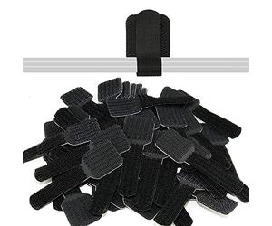 LABEL THE CABLE Self-Adhesive Hook and Loop Cable Holders for Perfect Cable Management - Cable Organisers for Walls & Desks - LTC WALL STRAPS - Pack of 50 - Black - PRO 3110