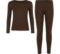 Labela® Girls and Kids Cozy Outfit Set Featuring a Long Sleeve Tee and Soft Stretchy Leggings Perfect for Daily Play and Fashionable Occasions (Brown, 7-8 Years)