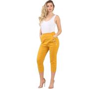 Labela® Women’s Cherry Berry Capri Trousers 3/4 Length Elasticated Waist Stretch Fit Summer Pants UK 10-26 (UK, Numeric, 20, Regular, Regular, Mustard)