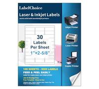 Labelchoice 100 Sheets 3000 Labels 30-up 1" x 2-5/8" Shipping Address FBA Labels for Laser & Inkjet Printers, 30 Up Labels 1 x 2-5/8 on US Letter,30 per Sheet Return Address Labels, 30 per Page Labels
