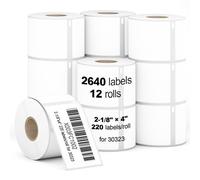 Labelebal 12 Rolls 2-1/8" x 4"(54mm x 101mm) Direct Thermal Labels Compatible with DYMO 30323 Shipping Replacement Labels Compatible for DYMO LabelWriter Printer (220 Labels/Roll)