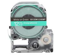 Labeling Tape 12mm Anti Wear Resistant Scratch Proof High Temperature Proof Label Maker Tape for King Jim Printer School Supplies Office Use Plastic Material 7.3x6.3x2cm (12mm Green Background with