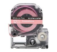 Labeling Tape 12mm Anti Wear Resistant Scratch Proof High Temperature Proof Label Maker Tape for King Jim Printer School Supplies Office Use Plastic Material 7.3x6.3x2cm (12mm White Lettering with