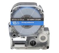 Labeling Tape PET Material 18mm Width Resistant Wear Proof Scratch Resistant Label Making Tape for LW Series and King Jim Label Printers School Office Supplies (18mm Blue Background with White