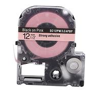 Labeling Tape Wear Resistance 12mm Anti Label Making for King Jim Printer School Supplies Plastic Material 7.3 x 6.3 x 2cm 8m Length (12mm Black Text Foundation)