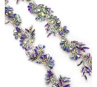 Labellezalady AB Color Iron on hotfix Hand-Made Beaded Trim,0.9 inch Wide 36 inch Lengh Rhinestones Chain,Rhinestone Trim by The Yard for Bridal Bell Hair wear Bag Shose Decoration Accessories