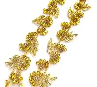 Labellezalady Iron on hotfix Hand-Made Beaded Trim,0.9 inch Wide 36 inch Lengh Rhinestones Chain,Rhinestone Trim by The Yard for Bridal Bell Hair wear Bag Shose Decoration Accessories (Gold-C)