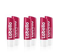 Labello Cherry Shine Lip Balm with Soft Red Shine and Shimmer Pigments and Cherry Flavours, Lip Care without Mineral Oils Pack of 6
