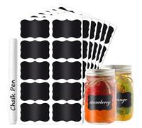 Labels for Jars 180 Pcs Kitchen Labels for Containers Chalkboard Labels with White Pen Black Stickers Blank Waterproof Self Adhesive Reusable for Storage Boxes Glass Bottles Jam Jar 1 White Chalk Pen