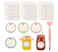 Labels for Jars, 600 Pcs Jam Labels for Jars Easy Peel Off, Waterproof Food Stickers with A Free Pen, Writeable Sticky Decorative Jar Tags for Kitchen Food Bottle Preserves Containers