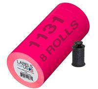 Labels for Monarch 1131 Labeler - Pink - 20,000 Labels - Pack with 8 Rolls - Ink Roller Included - Made and Delivered by Labels for Us