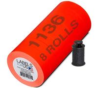 Labels for Us Labels for The Monarch 1136 Price Gun - Fluorescent Red - 14,000 Labels - Pack with 8 Rolls - Ink Roller Included - Manufactured by