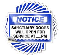 Labels Funny Kitchen Decor Vinyl Decor Waterproof Coating: Notice Sanctuary Doors Will Open for Service At_ Pm Room Decor Teenager & Student Driver Sticker for Car(12X18CM-2Pcs)