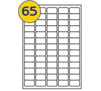 LABELS4U 20 Sheets A4, 65 Labels per Sheet, Size 38.1 x 21.2mm (1300 Labels)