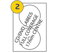 LABELS4U 50 Sheets of CD/DVD Labels, 2 Labels Per Sheet 117mm Diameter, Full Coverage (100 Labels)
