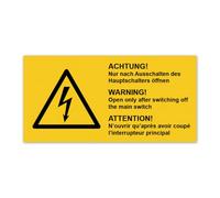 LabelTec 10 Warning Stickers Turn Off Main Switch Before Opening 74 x 37 mm