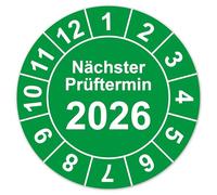 LabelTec Annual Test Badge 2026 Next Test Date Test Badge for Control Maintenance Inspection on Equipment Equipment Machines Test Labels Waterproof LTC009 (10, 2026, Diameter 30 mm)