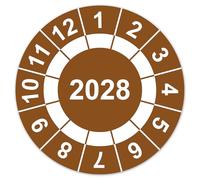 LabelTec Annual Test Badge 2026 Round Test Badge with Placeholder for Control Maintenance Inspection on Equipment Machines Test Labels Self-Adhesive LTC012 (100, 2028, Diameter 30 mm)