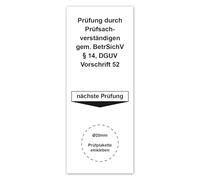 LabelTec Basic badge for test badge test by test experts according to BetrSichV §14 DGUV regulation 52 40 x 100 m next examination sticker with placeholder LTH007 (10, for diameter 20 mm)