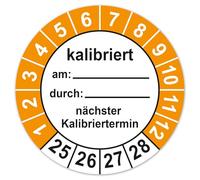 LabelTec Calibration Badges Test Stickers 2025-2028 Next Calibration Date Test Badges for Measuring Devices and Tools - Self-Adhesive Vinyl Labels Calibrated on by LTD026 (10, Diameter 20 mm)