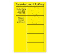 LabelTec Test Badge Safety through Testing - First Test According to DIN VDE 0100 and Repeat Tests - Self-Adhesive Sticker 130 x 80 mm for Electrical Systems and Devices LTD031 (5)