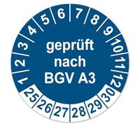 LabelTec Test badge tested according to BGV A3 - self-adhesive test sticker for electrical devices and systems - seal of approval labelling electric test by vinyl film LTG001 (100, blue, diameter 20