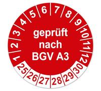 LabelTec Test badge tested according to BGV A3 - self-adhesive test sticker for electrical devices and systems - seal of approval labelling electric test by vinyl film LTG001 (50, red, diameter 20 mm)