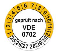 LabelTec Test Badge Tested According to VDE 0702 Test Sticker Electrical Test 2025-2030 Sticker Test Labels Vinyl Self-Adhesive Waterproof LTD009 (50, Diameter 20 mm)