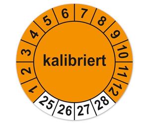 LabelTec Test Badges Calibrated 2025-2028 - Calibration Stickers for Measuring Instruments Tools Machines Laboratory Test Label Made of Self-Adhesive Vinyl Film Waterproof LTD022 (100, Diameter 20 mm)