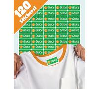LabelTiger® Personalised Name Labels for Clothes & Items, 120 Washable Stick On Name Tags for Clothes, Shoes, Lunch Boxes, Stationery & All Items at School, Nursery, Day Care - Green
