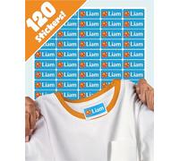 LabelTiger® Personalised Name Labels for Clothes & Items, 120 Washable Stick On Name Tags for Clothes, Shoes, Lunch Boxes, Stationery & All Items at School, Nursery, Day Care - Blue