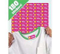 LabelTiger® Personalised Name Labels for Clothes & Items, 180 Washable Stick On Name Tags for Clothes, Shoes, Lunch Boxes, Stationery & All Items at School, Nursery, Day Care - Pink