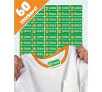 LabelTiger® Personalised Name Labels for Clothes & Items, 60 Washable Stick On Name Tags for Clothes, Shoes, Lunch Boxes, Stationery & All Items at School, Nursery, Day Care - Green